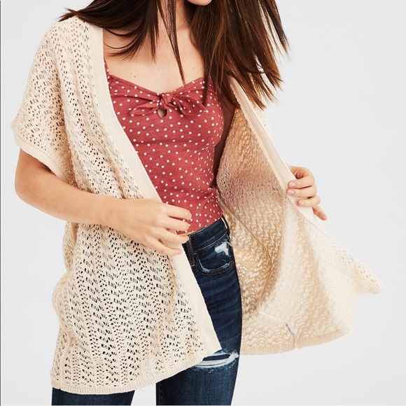 AEO Aerie AE Open Stitch Short Sleeve Cardigan - Picture 1 of 6